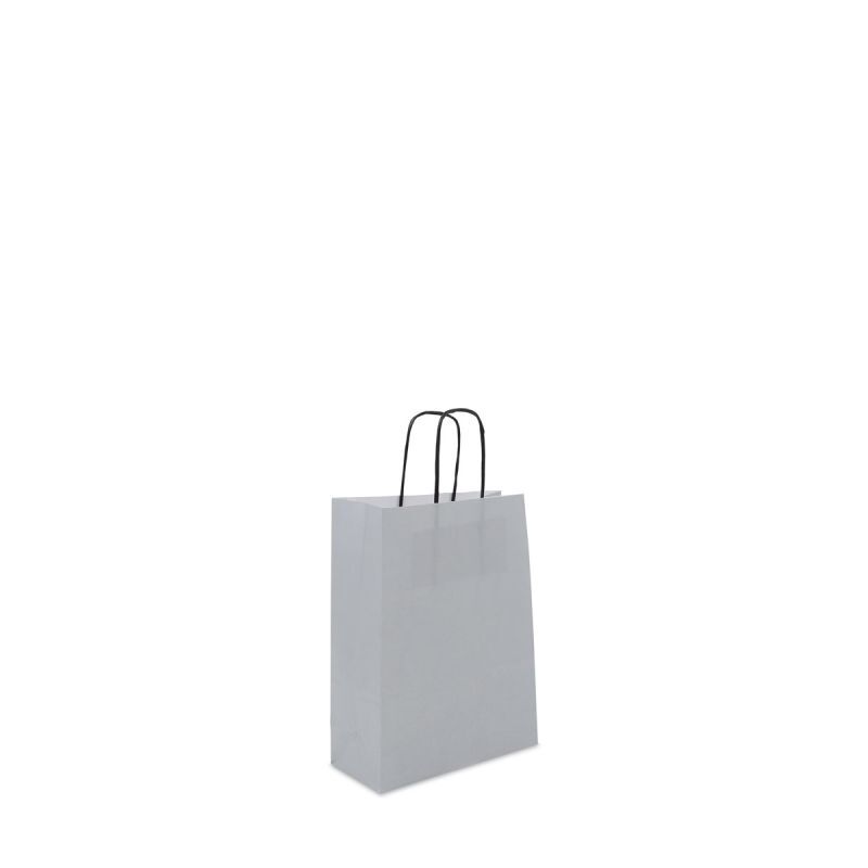 Papieren Draagtassen Zilver 18+8x24 cm (250 stuks) [FP-DPT072]