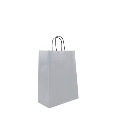 Papieren Draagtassen Zilver 26+12x34 cm (250 stuks) [FP-DPT073]
