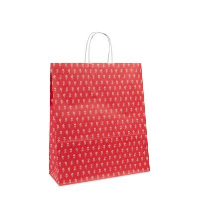Papieren Draagtassen Rood met Bloemen 35+14x41 cm (250 stuks) [FP-DPT084]