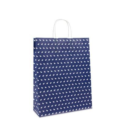 Papieren Draagtassen Donkerblauw Wave 32+12x41 cm (250 stuks) [FP-DPT087]