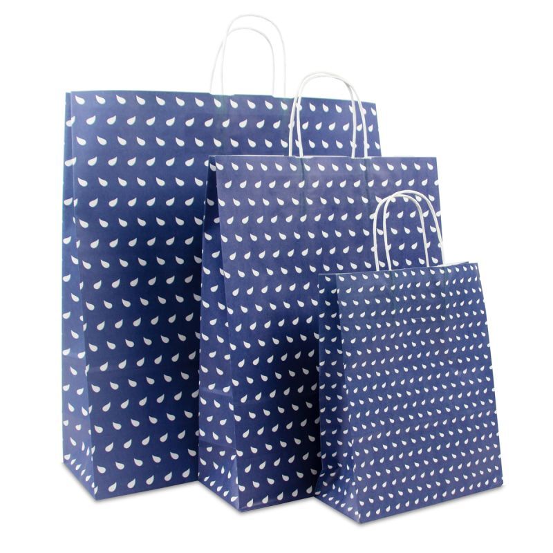 Papieren Draagtassen Donkerblauw Wave 45+15x49 cm (150 stuks) [FP-DPT088]