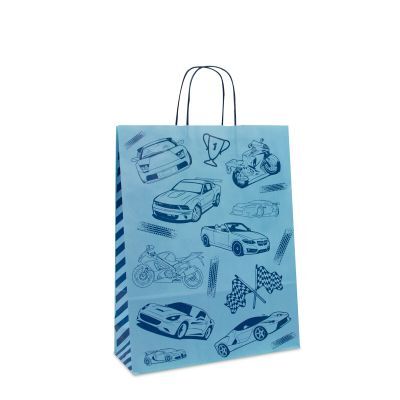 Papieren Draagtassen Blauw Race 32+12x41 cm (250 stuks) [FP-DPT093]