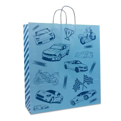 Papieren Draagtassen Blauw Race 45+15x49 cm (150 stuks) [FP-DPT094]