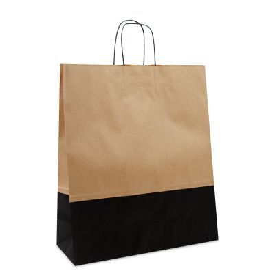 Papieren Draagtassen - Bruin/zwart 35+14x41 cm (250 stuks) [FP-DPT106]