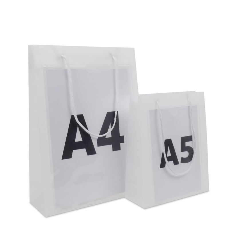 Plastic Draagtassen met A5 insteekvenster 20+8x25 cm Frosted (200 stuks) [FP-DQC020]
