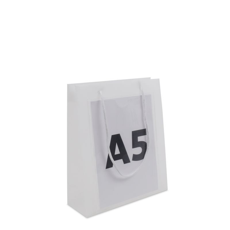 Plastic Draagtassen met A5 insteekvenster 20+8x25 cm Frosted (200 stuks) [FP-DQC020]