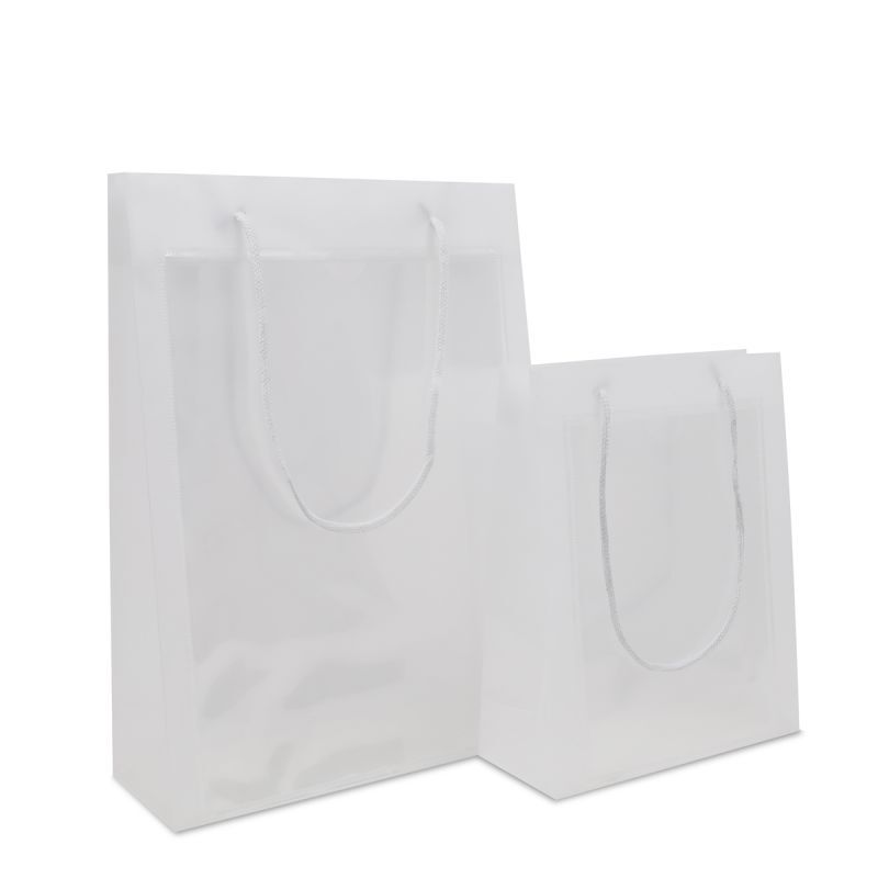 Plastic Draagtassen met A4 insteekvenster 26+10x36 cm Frosted (100 stuks) [FP-DQC021]