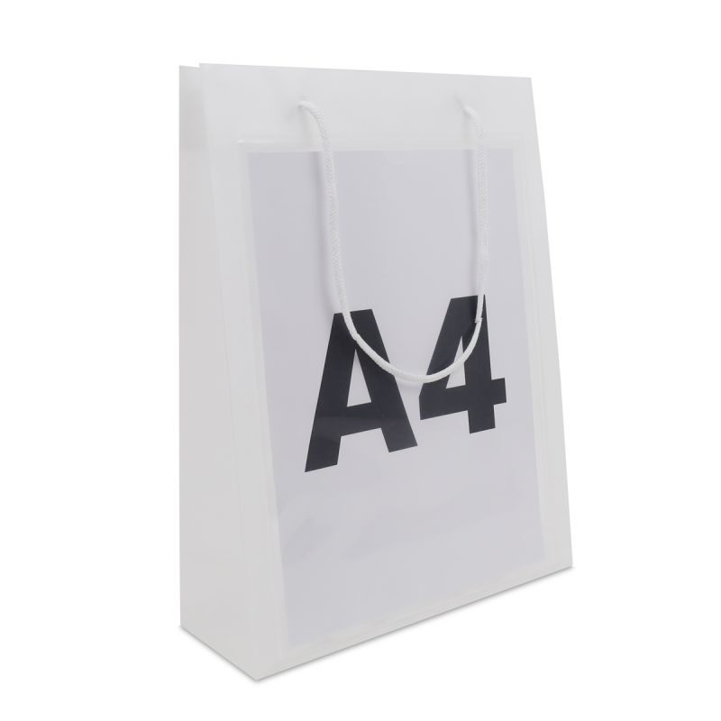 Plastic Draagtassen met A4 insteekvenster 26+10x36 cm Frosted (100 stuks) [FP-DQC021]