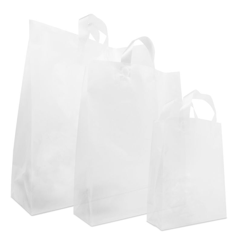 Plastic Draagtassen Frosted 22+10x30 cm (250 stuks) [FP-DQL005]