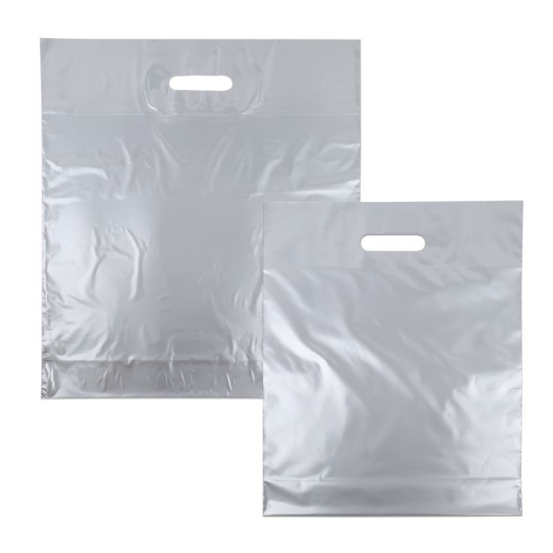 Plastic Draagtassen Zilver 35x44+2x4 cm (500 stuks) [FP-DQU012]