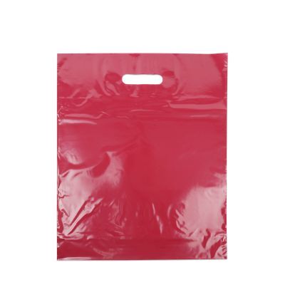Plastic Draagtassen Bordeauxrood 35x44+2x4 cm (500 stuks) [FP-DQU014]