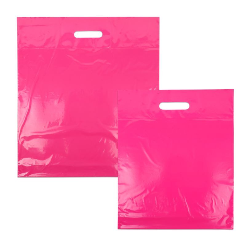 Plastic Draagtassen Roze 35x44+2x4 cm (400 stuks) [FP-DQU197]
