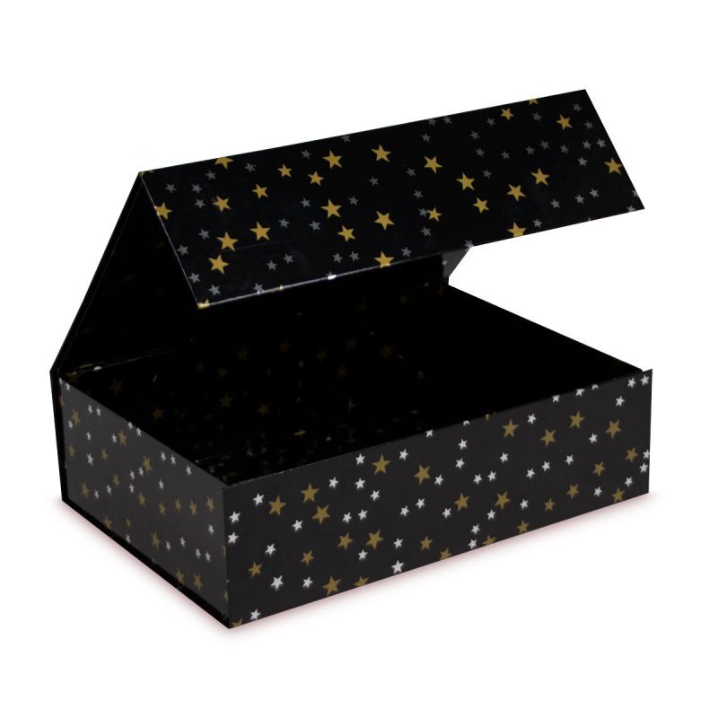 Kerst magneetdozen Stars 35x25x10 cm Zwart (25 stuks) [FP-KDS002]