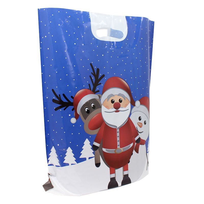 Plastic Kerst Draagtassen - Christmas Friends 38x45+2x5 cm Wit (500 stuks) [FP-KDT028]