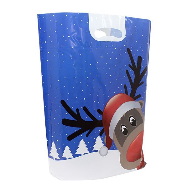 Plastic Kerst Draagtassen - Christmas Friends 38x45+2x5 cm Wit (500 stuks) [FP-KDT028]