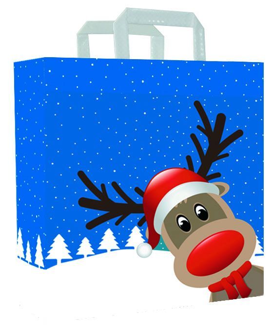 Papieren Kerst Draagtassen Christmas 22+10x28 cm Wit (250 stuks) [FP-KDT030]