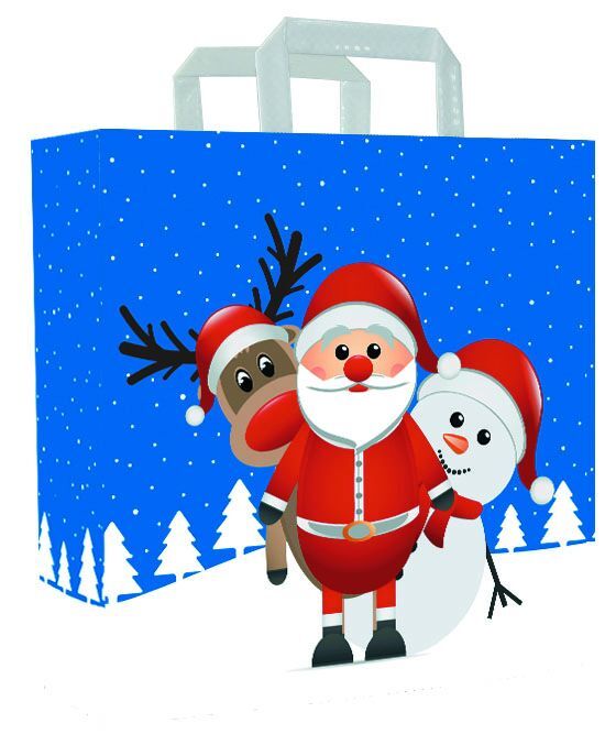 Papieren Kerst Draagtassen Christmas 26+12x35 cm Wit (250 stuks) [FP-KDT031]