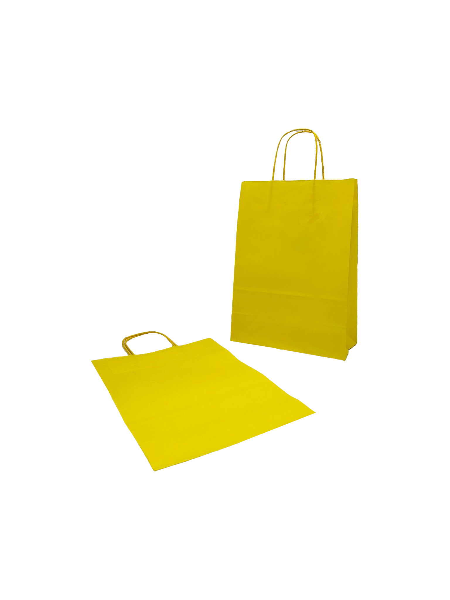 Draagtassen Papier Geel 22+10x31cm Kraft Papier 90 grams (50 stuks) [PAM2231Y]