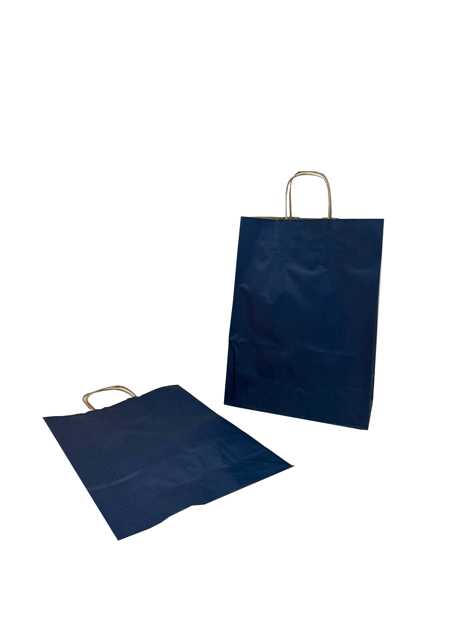 Draagtassen Papier Donkerblauw 26+12x35cm Kraft Papier 90 grams (50 stuks) [PAM2635DKBL]