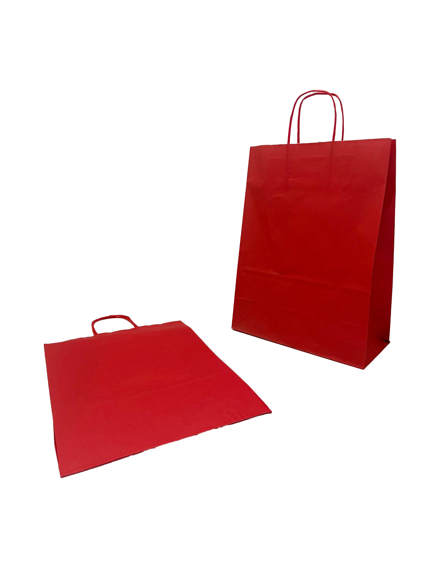 Draagtassen Papier Rood 26+12x35cm Kraft Papier 90 grams (50 stuks) [PAM2635R]