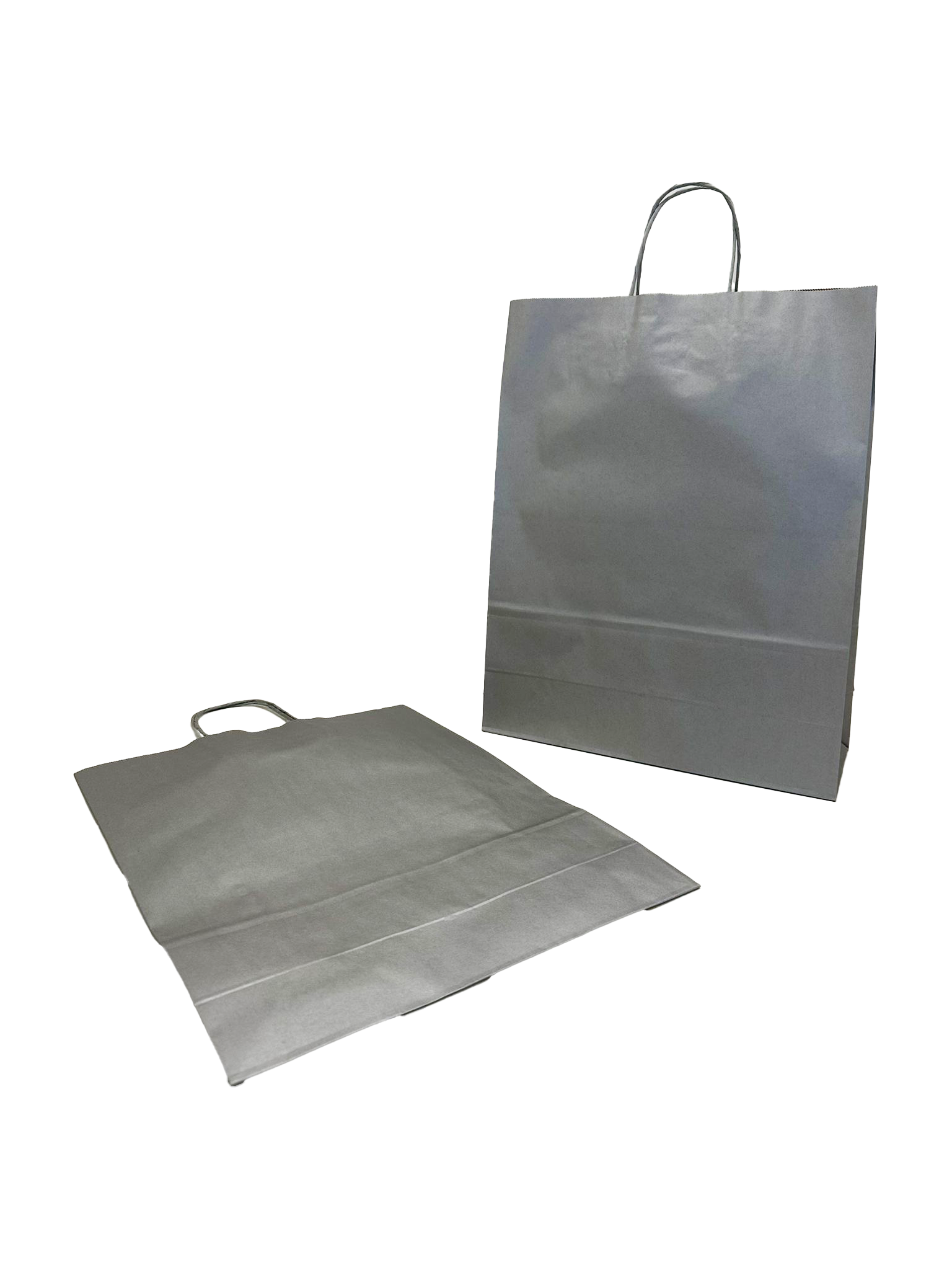 Draagtassen Papier Zilver 32+12x41cm Kraft Papier 100 grams (50 stuks) [PAM3241SI]