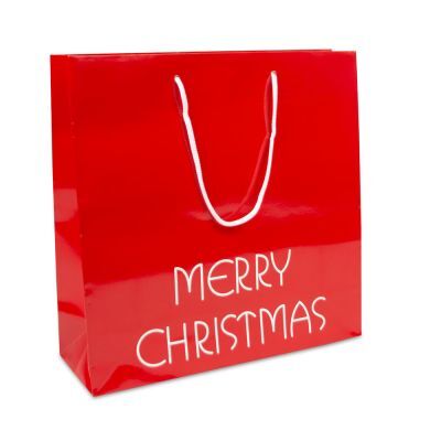 Papieren kerst Draagtassen Rood Merry Christmas 35+12x35 cm (100 stuks) [FP-TOP994]