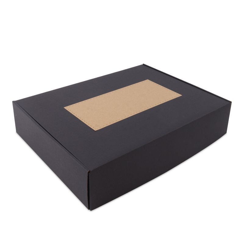 Verzenddozen met personalisatievak 41,5x30,5x8,5 cm Zwart (50 stuks) [FP-VPD523]