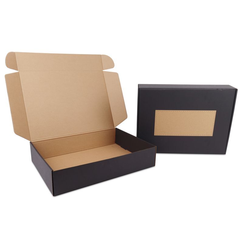 Verzenddozen met personalisatievak 41,5x30,5x8,5 cm Zwart (50 stuks) [FP-VPD523]