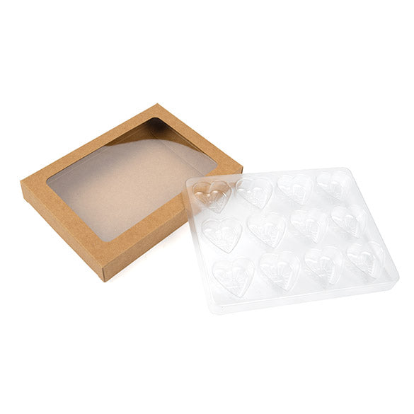 Kraft Dozen voor Hangemaakt Snoep, Hartjes insert 10.2x2.1x13.8cm (25 stuks) [CNDYH271]