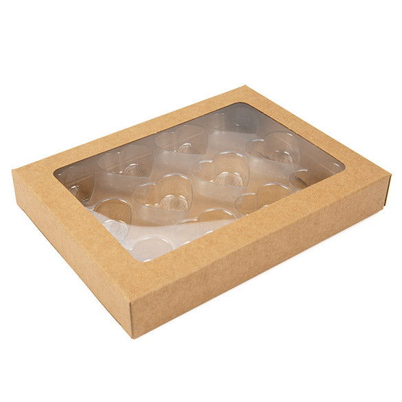 Kraft Dozen voor Hangemaakt Snoep, Hartjes insert 10.2x2.1x13.8cm (25 stuks) [CNDYH271]