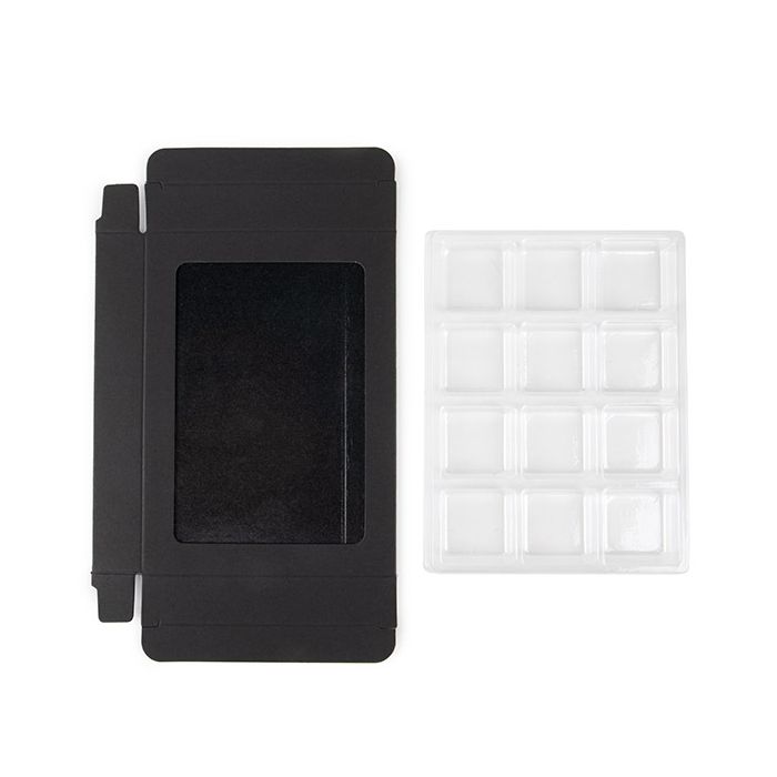 Kraft Dozen Zwart Voor Handgemaakt Snoep, Vierkante insert 10.2x2.1x13.8cm (25 stuks) [CNDY270B]