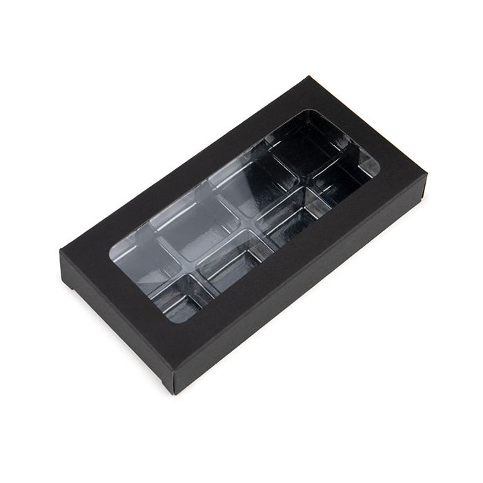 Kraft Dozen Zwart Voor Handgemaakt Snoep, Vierkante insert 7x2.1x13.8cm (25 stuks) [CNDY272B]