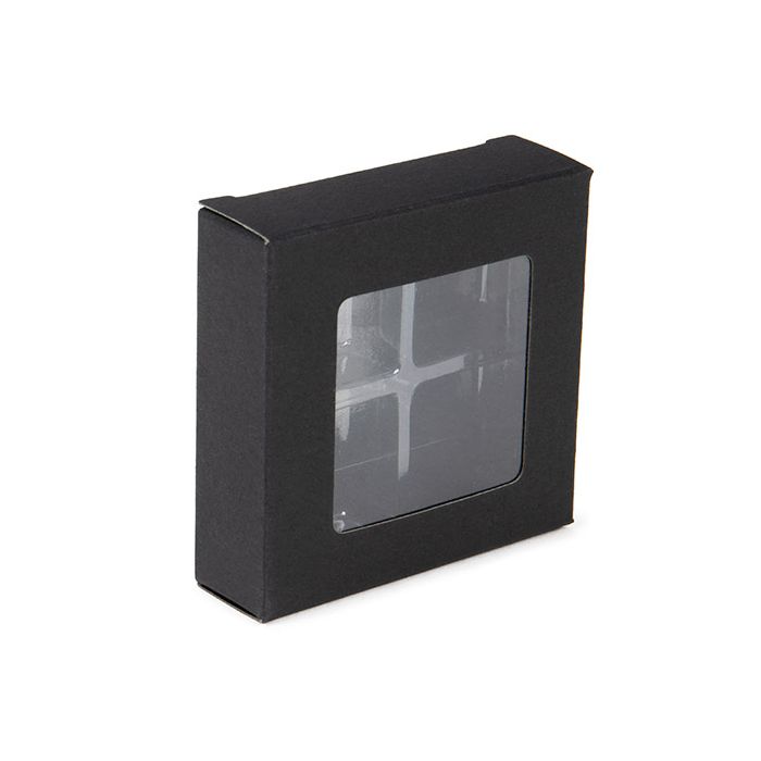 Black Kraft Artisan Candy Box Set, Square Insert 7x2.1x6.8 cm (25 pieces) [CNDY276B]