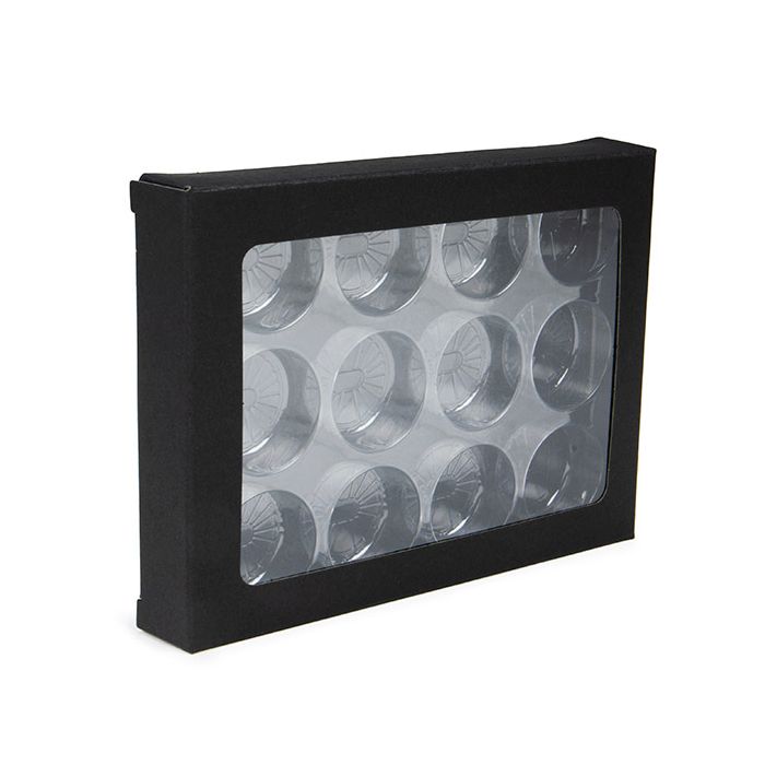 Black Kraft Artisan Candy Box Set, Round Insert 10.2x2.1x13.8 cm (25 pieces) [CNDYR270B]