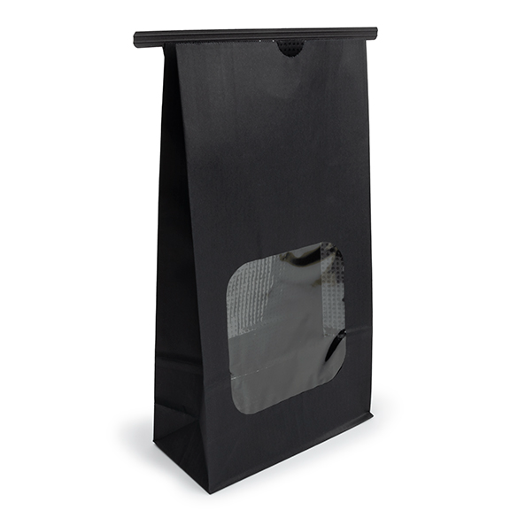 Black Kraft Tin Tie Bag w/ Window 15,2x7x26,7cm