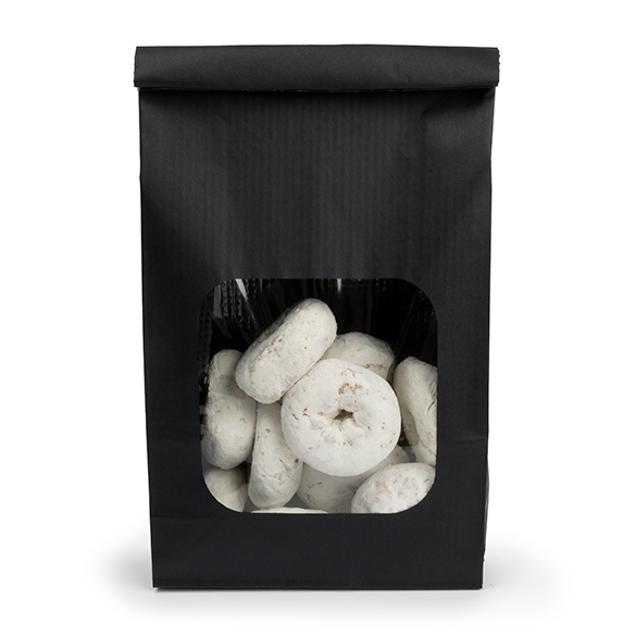 Blokbodemzakken Zwart met Tin-Tie Sluiting en Venster 15,2x7x26,7cm (100 stuks) [TTW3B]