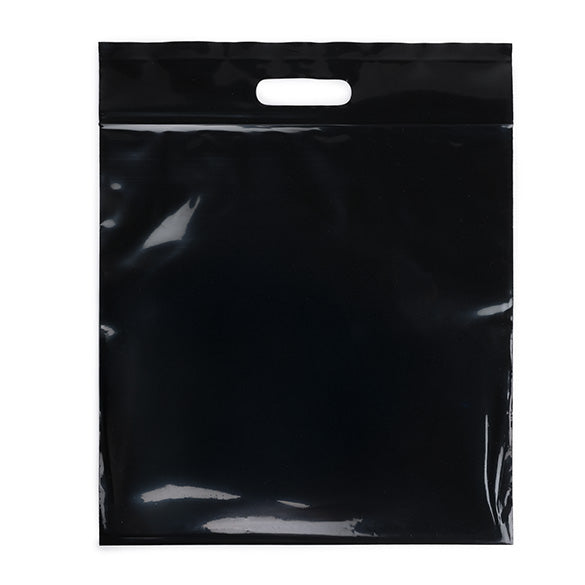 Draagtassen Plastic Zwart 22,9x8,2x18,4cm 75 Micron met Gripsluiting (100 stuks) [ZH13BK5]