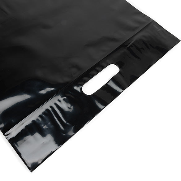 Draagtassen Plastic Zwart 22,9x8,2x18,4cm 75 Micron met Gripsluiting (100 stuks) [ZH13BK5]