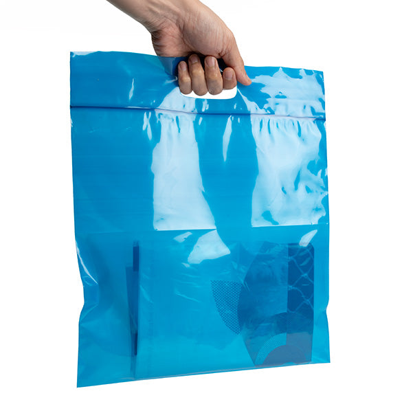Draagtassen Plastic Blauw 22,9x8,2x18,4cm 75 Micron (100 stuks) [ZH13BL5]