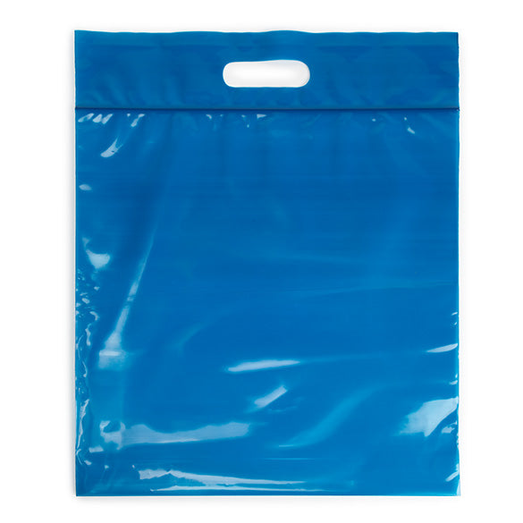 Draagtassen Plastic Blauw 22,9x8,2x18,4cm 75 Micron (100 stuks) [ZH13BL5]