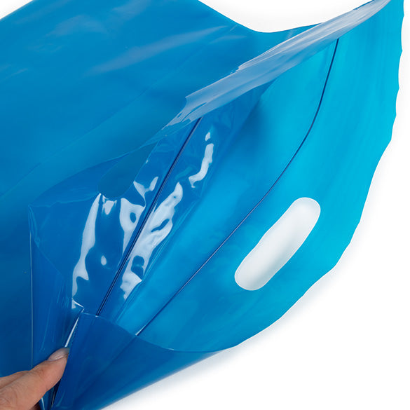 Draagtassen Plastic Blauw 22,9x8,2x18,4cm 75 Micron (100 stuks) [ZH13BL5]