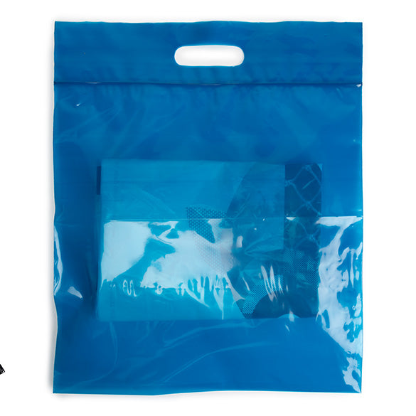 Draagtassen Plastic Blauw 22,9x8,2x18,4cm 75 Micron (100 stuks) [ZH13BL5]