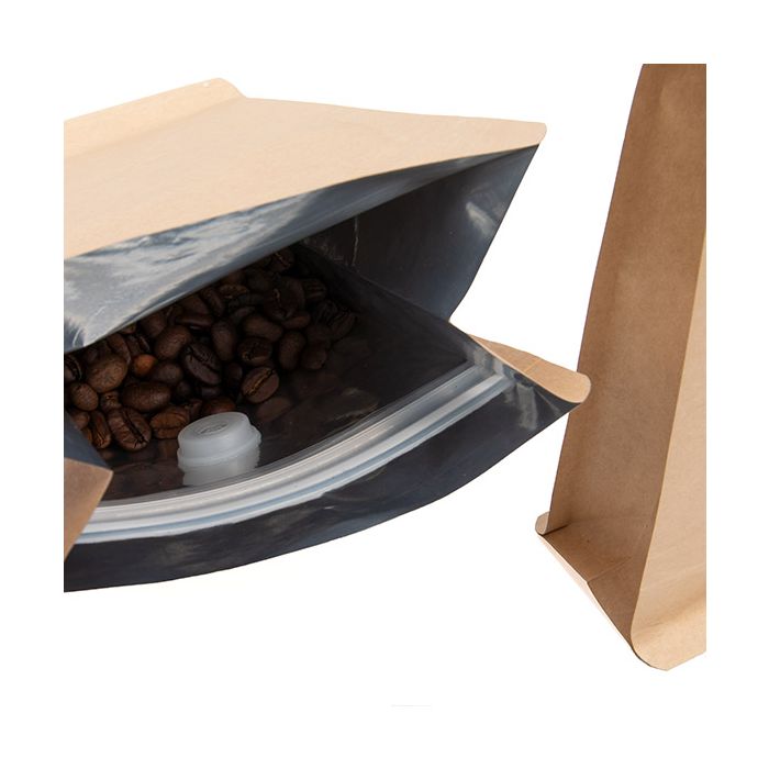 Koffie Zakken Met Ventiel Kraft 7,9x6x26cm (50 Stuks) [BBC1K]