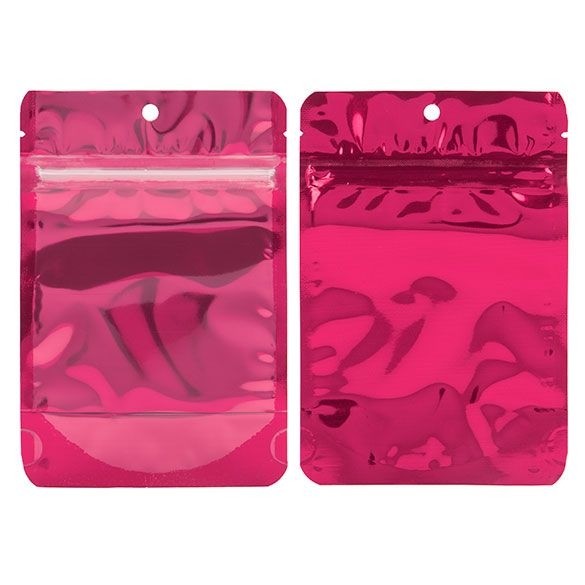 Stazakken Transparant/Fuchsia 10,2x6x15,2cm | 57 gram (100 stuks) [ZBGB2FS]