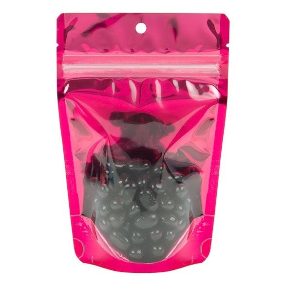 Stazakken Transparant/Fuchsia 10,2x6x15,2cm | 57 gram (100 stuks) [ZBGB2FS]