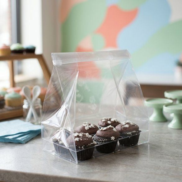 Cupcake Zakken voor 6 Mini Cupcakes Met Kaart 17.8x10.2x22.9cm (100 Stuks) [CBG6]