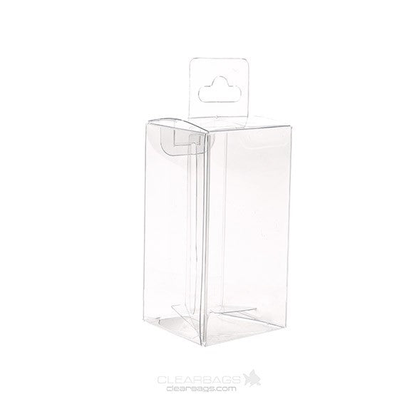 Plastic Doosjes 4,3x4,3x8,6cm Kristalhelder met Hanger in het midden (25 stuks) [CHFB323]