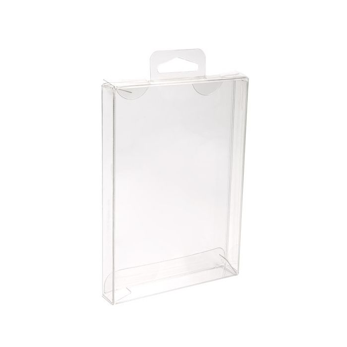 Plastic Doosjes 9,6x1,6x13,2cm Kristalhelder met Hanger in het midden (25 stuks) [CHFB10]