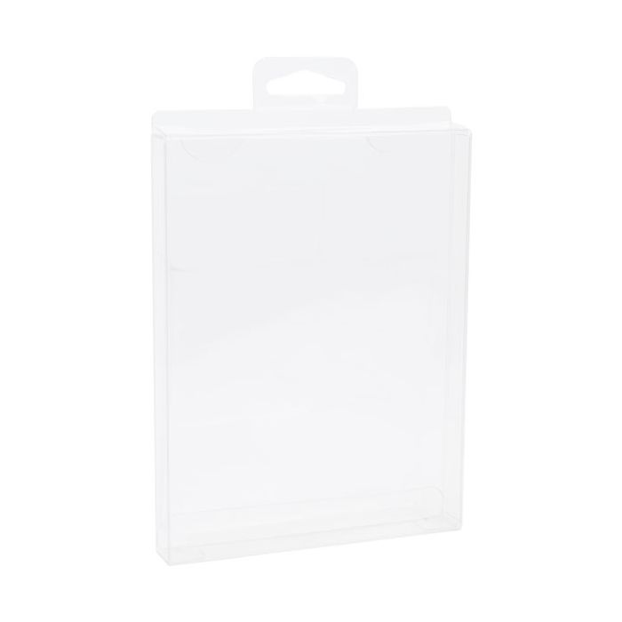Plastic Doosjes 11,4x1,6x14,9cm Kristalhelder met Hanger in het midden (25 stuks) [CHFB3]