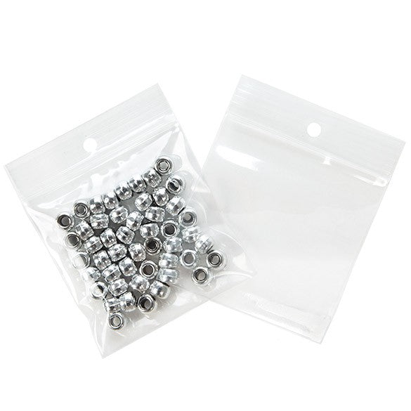 Gripzakken met Ophanggat 7,5x7,5cm Kristalhelder PP 75 Micron (100 stuks) [Z3R33]